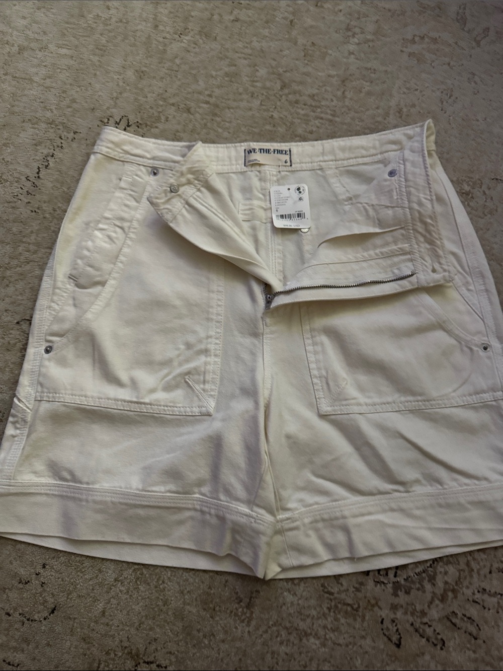 We The Free Cream High-Rise Utility Bermudas